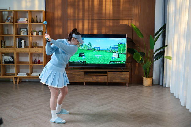 Golf Simulator Setup for Office Break Rooms